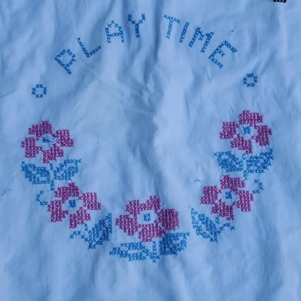 Vintage Handmade Baby Blanket embroidered animals